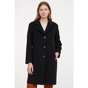 Max Mara Black Single Breasted Wool Coat Size 14